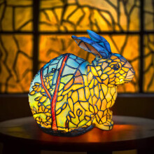YiFudd Hars Gekleurde Konijn Nachtlamp Dieren Bureaulamp Slaapkamer Bureaulamp Dierenliefhebber Woondecoratie