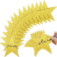 80 stuks glittersterren van papier, confetti sterren voor prikbord, klaslokaal, muurdecoratie, feestdecoratie, 15 cm lang (goudkleurig)