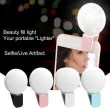 Lampe selfie rechargeable SUSUchens avec clip, 3 niveaux d'intensité, fonction flash, éclairage LED blanc pour téléphone