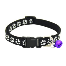 Xinhuaya Mullti Pets Strap Buckle Sele Husdjurshalsband Nylontyg Fotavtrycksmönster Hundhalsband Med Bjälle Husdjurstillbehör