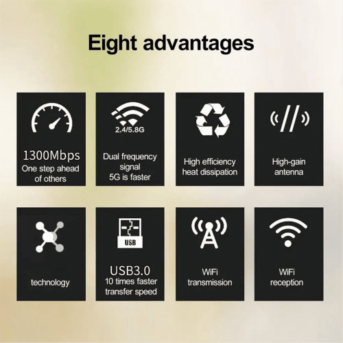 New1300m Wireless Network Card5G Gigabit Dual-Band Wifi Desktop Transmitter 2