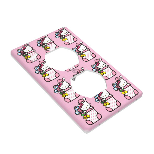 Χριστουγεννιάτικη εκτύπωση Hello Kitty με 2 πρίζες, διακοσμητικό κάλυμμα πρίζας από 1
