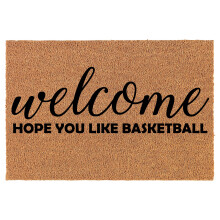 Fußmatte aus natürlicher Kokosfaser: Willkommen! Hoffentlich gefällt Ihnen Basketball (61 x 41 cm)