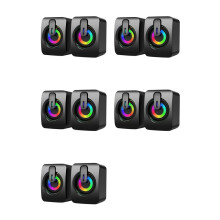 10x Haut-Parleurs D'Ordinateur USB 3,5 mm PC Sound Box HIFI Microphone Stéréo avec Lumière LED pour Ordinateur de Bureau, Ordinateur Portable,