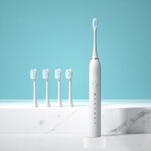Spazzolino elettrico con sensore di pressione, 4 testine, 6 modalità, ricarica automatica, setole morbide per denti sensibili - Igiene orale