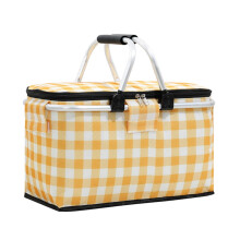 Cesta de picnic grande isotérmica de 30 litros, bolsa térmica plegable con tapa, 2 asas resistentes, ideal para picnics, reparto de comida y