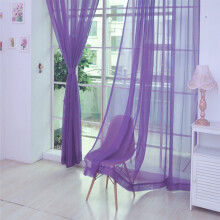 Einteiliger, einfarbiger, transparenter Vorhang 100 x 200 cm, reinfarbiger Tüll-Fenstervorhang (kompatibel mit Standardfenstern)