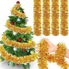 Dalrosia4PCS glittergirlander juletrepynt, tykke og tynne metalliske streamers julegirlander høytidsdekorasjoner for hjem innendørs utendørs fest,