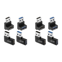 8Er-Pack USB 3.0-Adapter, Vertikal Nach Oben und Unten Geneigt, Horizontaler Linker und Rechter Winkel, USB-Stecker auf Buchse, Verlängerungsstecker