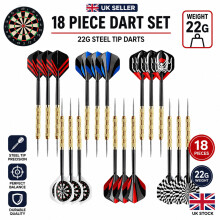 18x Professional Tungsten Darts Set, Steel Tip+Shaft+Flight+Barrel &Carry CaseUK