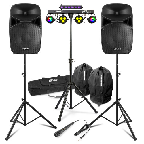 Vonyx VPS 15" DJ Speaker Set with Bluetooth & Microphone *1000W Active PA System