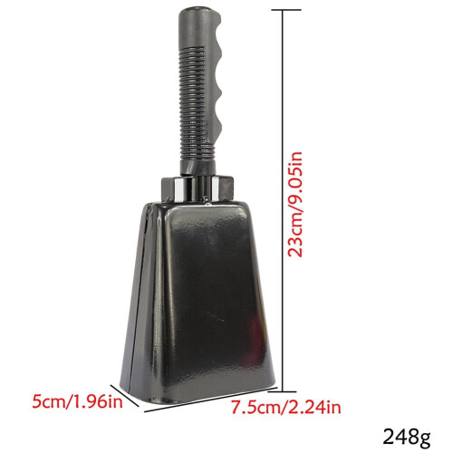 AFQH Ατσάλινο Cowbell με λαβή για κρουστά χεριών για αθλητικά γεγονότα πάρτι, κουδούνι 1
