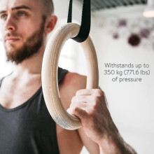 Houten gymnastiekringen inclusief banden - set van 2 - 4,5 meter lang - verstelbare gymnastiekringen - voor thuistraining en fitness - Perfect