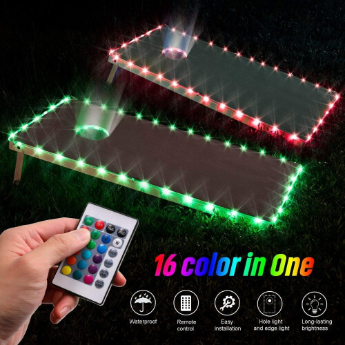 Σετ φωτιστικών QUTETN Cornhole - 16 χρωμάτων με τηλεχειριστήριο για πλακέτα και φώτα