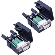 2 szt. DB9Solderless RS232D-SUB szeregowy do 9-pinowego portu męskiego adaptera złącza płytki rozgałęźnej z obudową