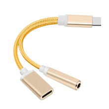 Adaptador 2 en 1, USB tipo C a USB tipo C + adaptador de audio y carga de 3,5 mm, adaptador, cable y cargador 2 en 1