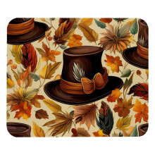 Muismat met Thanksgiving-hoedje en antislip rubberen onderkant, vierkant model 21 x 24 cm, geschikt voor laptop, gaming, kantoor, school en