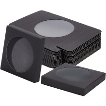 Paquete de 24 cajas de papel kraft negro con ventana transparente de 3.5 x 3.5 x 0.6 pulgadas. Cajas de regalo de papel para bodas, fiestas, dulces,
