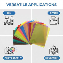 A4 Colored PVC Sheets 18-Pack, 9 Colors for DIY Crafts, Offices Use, Photography Light Gels, and Educational Projects