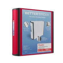 Staples Better 3-Zoll D3-Ring-Sichtordner Rot (18367) 807717