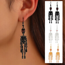 Boucles d'oreilles Jacenvly Gothique Tête de mort, Design squelette creux punk, Compatibles avec la décoration d'Halloween et d'automne, Boucles