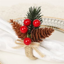 Serviette de table décorative de Noël, ornements de fleurs blanches artificielles, compatible avec les articles de décoration en liquidation.