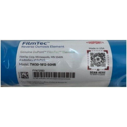 Μεμβράνη υψηλής απόρριψης TFC TW30-1812-50HR50gpd για σύστημα αντίστροφης όσμωσης (RO) κάτω 1
