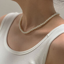 Cterwk1PC Perlenkette für Damen, 3-14 mm runde Perlen-Choker-Halskette, Hochzeitsperlenkette, Schmuck für Damen