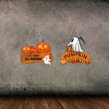 Výprodej! Giyblacko Halloweenská dýně Netopýr Dřevěná závěsná deska Dřevěná halloweenská závěsná deska do domu Dřevěná bytová