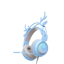 Casque de jeu Deer Ears avec micro, éclairage RGB et son surround, prise jack 3,5 mm pour PC et ordinateur portable