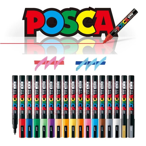 1 τεμάχιο μαρκαδόρος Posca PC-3M24 Χρώματα, Λεπτή μύτη 0,9-1,3mm, Ζωγραφική, Γκράφιτι, Ανιμέ, 1