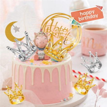 12 PCS Crown Cake Topper,Gold & Silver Rhinestone Crown Cake Topper Decorations for Baby Shower Birthday Party