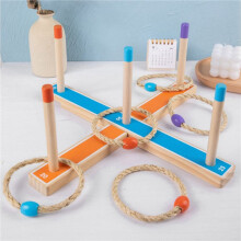 2X Ring Toss Toy Set Kids Outdoor Throwing Ring Game 3-12 Years Kids Outdoor Games Wooden Ring Throwing Tape
