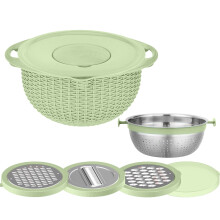 Panier d'égouttage rotatif en acier inoxydable Yonrjhukm pour le nettoyage des fruits et légumes, outil de lavage et d'égouttage du riz en cuisine