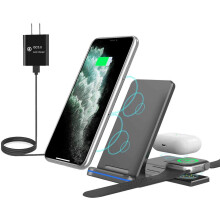 Trådlös laddare, 3-i-1 trådlös laddningsstation för kompatibel med iPhone 12Pro Max/X/XS/XR/8Plus trådlös laddningsplatta