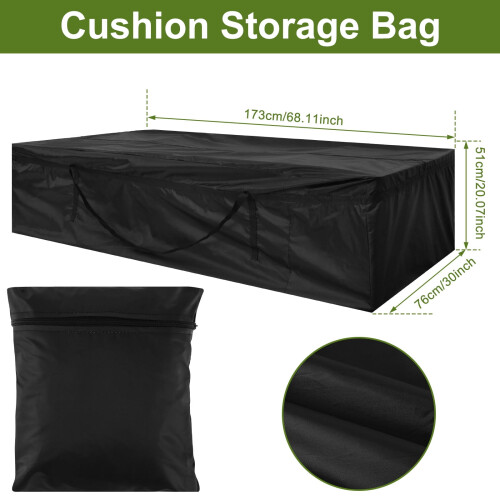 Capa impermeável e resistente para móveis de jardim, em tecido Oxford 600D com alça, bolsa retangular para armazenamento, ideal para camping e 2
