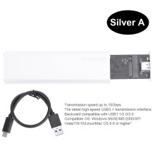 jixopn M2SATA NGFF - USB3.1 10Gbps SSD ház 2230 2242 2260 2280 készülékekhez (ezüst színű, klímaberendezéssel)