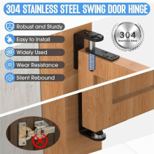 Self Closing Saloon Door Hinges, 304 Stainless Steel Self-Return Dual Swing Cafe Hinges for Bar, Patio Large Black