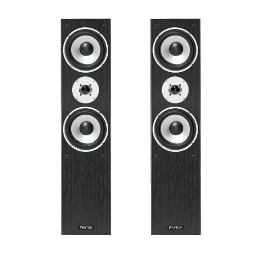 Fenton SHFT60B Black Tower Speaker Pair - 3-Way Floor Standing HiFi System