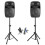 Bluetooth DJ Speaker PA System with Stands, Microphone Mobile Disco 800W Powered 1