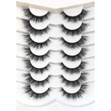 Changmaius umělé řasy Fluffy Cat Eye Look 8D Crossed Wispy přírodní umělé norkové řasy, 7 párů