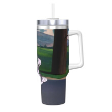 Gobelet isotherme Bugs Bunny Ice King 1,2 L (avec poignée et paille), 2 en 1, en acier inoxydable, avec couvercle.