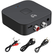 Glacadóir Bluetooth le haghaidh Steirió Baile RCA, Oiriúntóir Fuaime Gan Sreang 3.5mm AUX do Chóras Steirió Baile agus Gluaisteáin, Cumasaithe