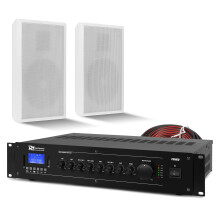 PD Flat Wall Speaker System with PRM60 Bluetooth Mixer Amplifier - 2x WSF30W