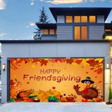 Thanksgiving-dekorationer för hemmet, överdimensionerad tygbanderoll med lönnlöv och kalkonmotiv, hängande höstbakgrundsaffisch – Kompatibel