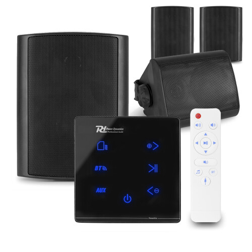 A100B Outdoor Garden Speaker System, Touch Screen, Bluetooth with 4x BGO40 Black