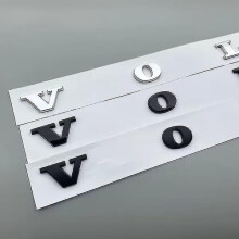 ABS-Heckklappenemblem für Volvo C70, C30, S60, S60L, XC90, XC60, V60, V40, S80, S80L, Auto-Styling-Aufkleber, Chromsilber, glänzend schwarz