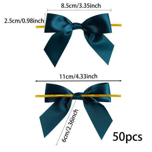 Φιογκάκια Bentne Twist Tie Bows, Φιογκάκια από Σατέν Κορδέλα 3,4" 50 τεμαχίων για Συσκευασία 2