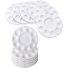 12-teiliges Farbpaletten-Set, rund, 10 Mulden, Malpalette für Kinder, Bastelarbeiten, Partys und Kunstprojekte