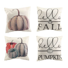 Conjunto de 4 capas de almofada de outono 45x45 cm para decoração de outono, com estampa de abóbora. Almofadas decorativas para o outono.